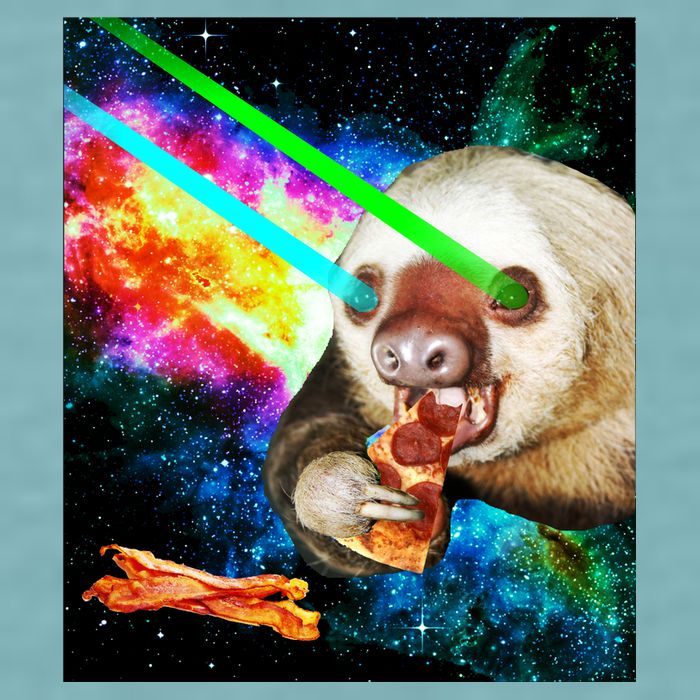 Space Hunger Dinner In Space Sloth Laser Pizza Sueded Cloud Jersey T-Shirt