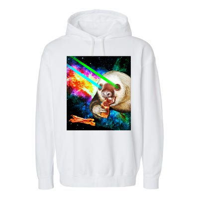 Space Hunger Dinner In Space Sloth Laser Pizza Garment-Dyed Fleece Hoodie