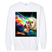 Space Hunger Dinner In Space Sloth Laser Pizza Garment-Dyed Sweatshirt