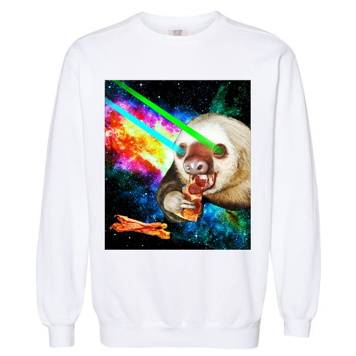 Space Hunger Dinner In Space Sloth Laser Pizza Garment-Dyed Sweatshirt