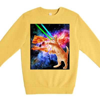 Space Hunger Flying Cat Pizza Bacon1 Premium Crewneck Sweatshirt