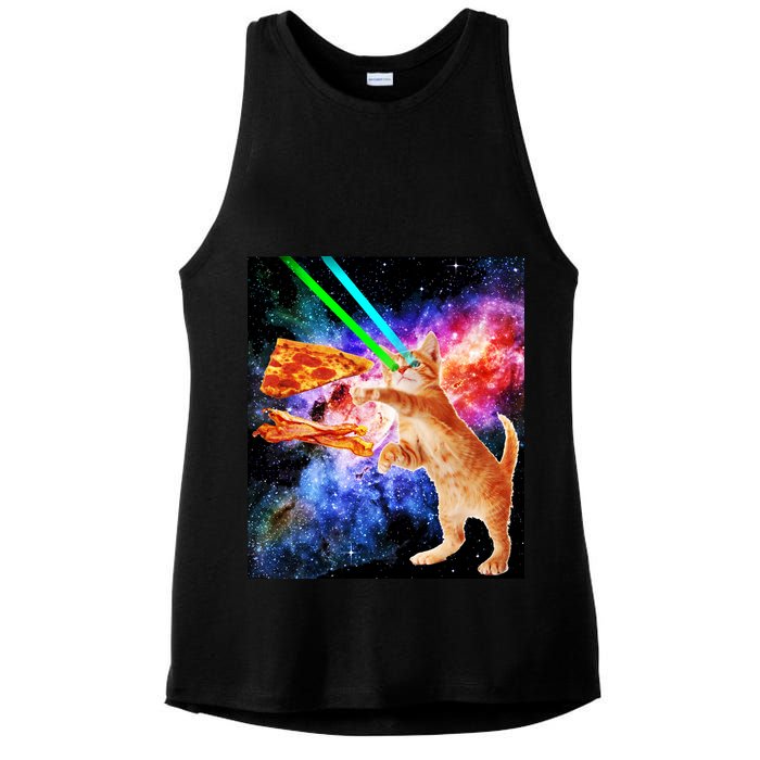 Space Hunger Flying Cat Pizza Bacon1 Ladies PosiCharge Tri-Blend Wicking Tank