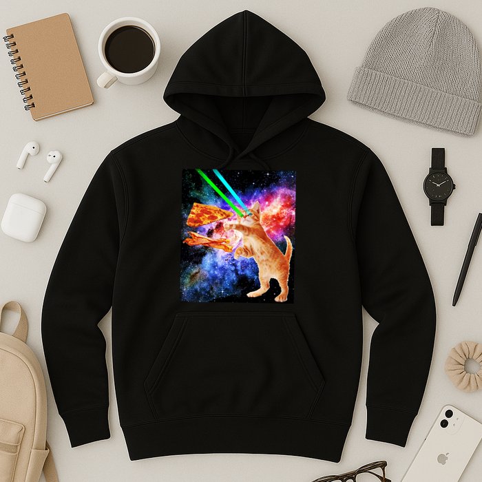 Space Hunger Flying Cat Pizza Bacon1 Hoodie