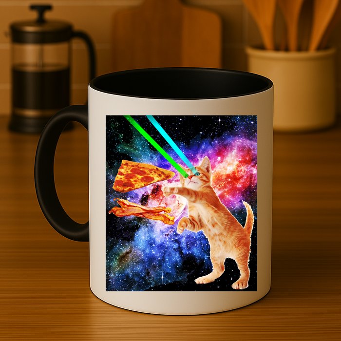 Space Hunger Flying Cat Pizza Bacon1 Mug