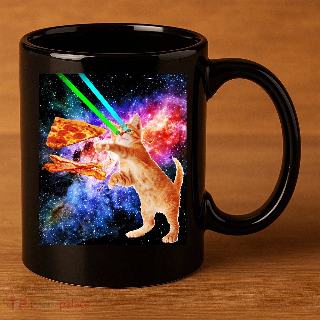 Space Hunger Flying Cat Pizza Bacon1 11oz C Handle Ceramic Mug
