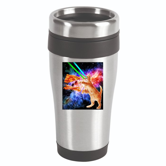 Space Hunger Flying Cat Pizza Bacon1 16oz Travel Tumbler