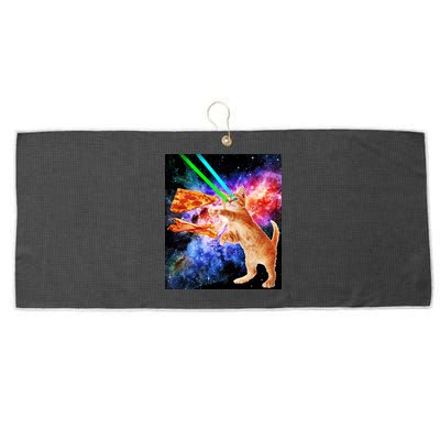 Space Hunger Flying Cat Pizza Bacon1 Large Microfiber Waffle Golf Towel