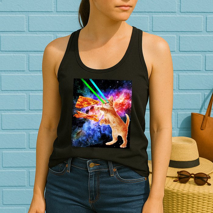 Space Hunger Flying Cat Pizza Bacon1 Womens Tank Top