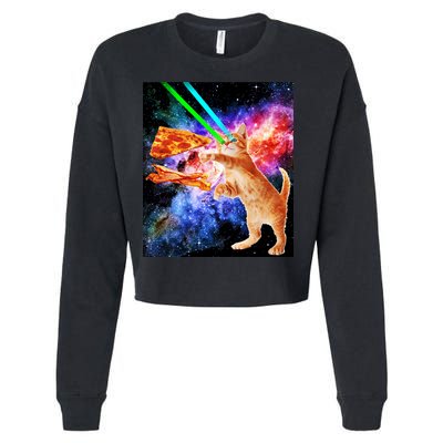 Space Hunger Flying Cat Pizza Bacon1 Cropped Pullover Crew