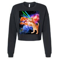 Space Hunger Flying Cat Pizza Bacon1 Cropped Pullover Crew