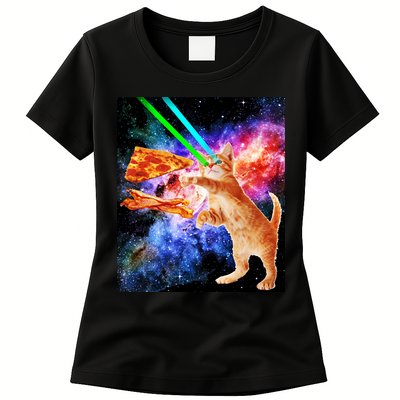 Space Hunger Flying Cat Pizza Bacon1 Womens T-Shirt