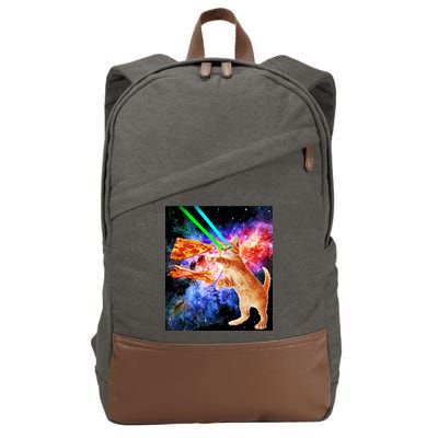Space Hunger Flying Cat Pizza Bacon1 Cotton Canvas Backpack