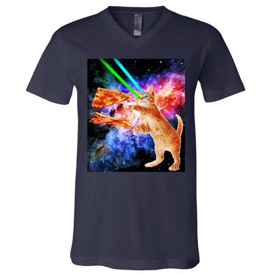 Space Hunger Flying Cat Pizza Bacon1 V-Neck T-Shirt