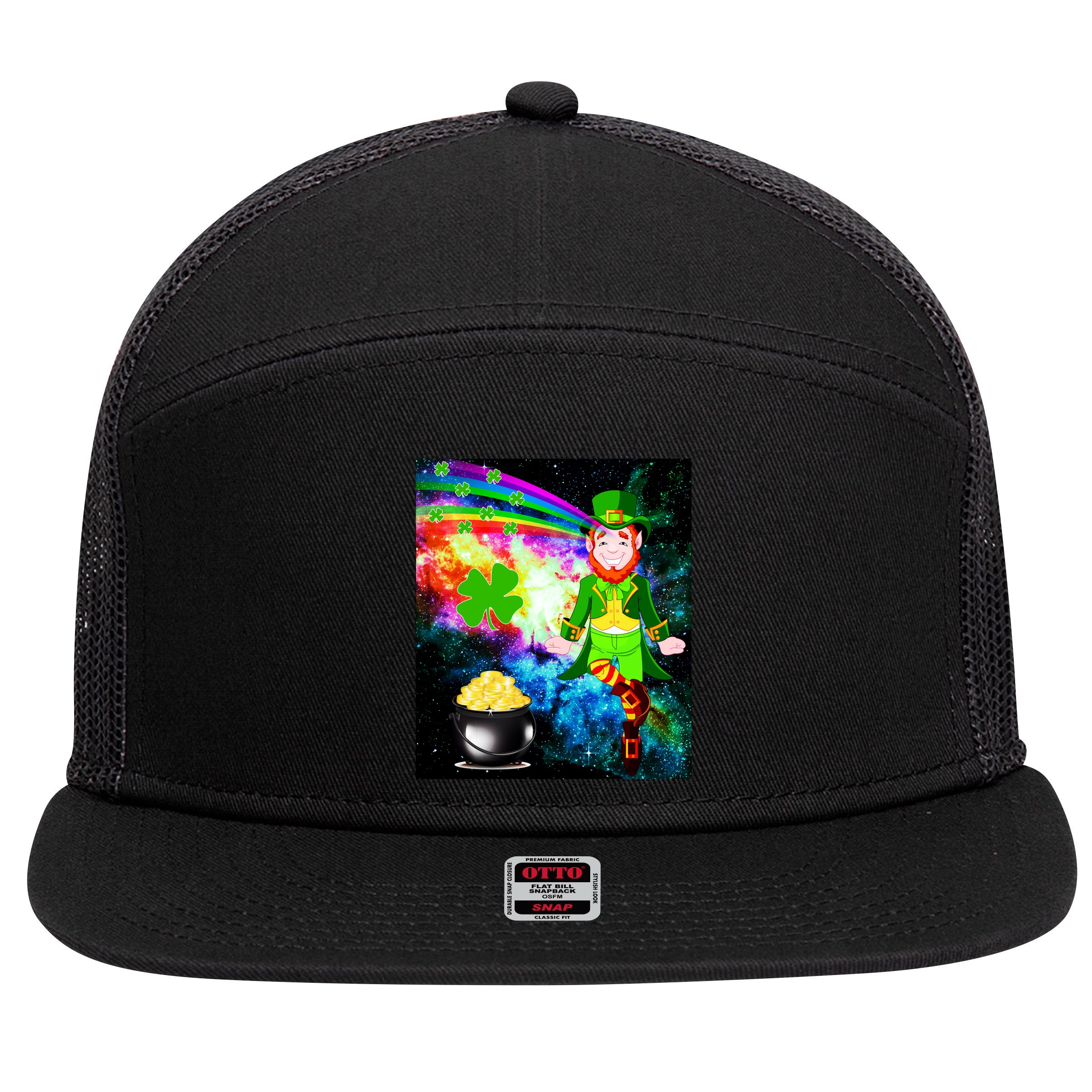 Space Hunger Irish in Space Rainbow Laser 7 Panel Mesh Trucker Snapback Hat