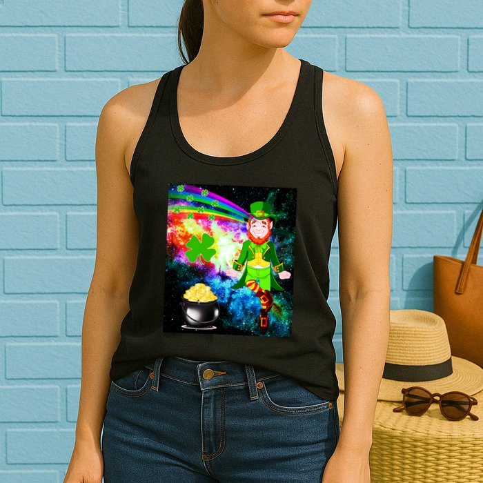 Space Hunger Irish in Space Rainbow Laser Womens Tank Top