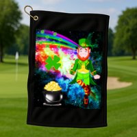 Space Hunger Irish in Space Rainbow Laser Golf Towel