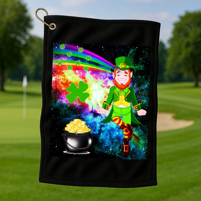 Space Hunger Irish in Space Rainbow Laser Golf Towel