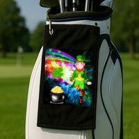 Space Hunger Irish in Space Rainbow Laser Golf Towel