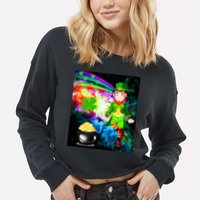 Space Hunger Irish in Space Rainbow Laser Cropped Pullover Crew