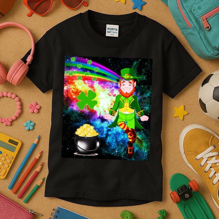 Space Hunger Irish in Space Rainbow Laser Kids T-Shirt