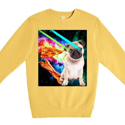 Space Hunger Pug Laser Pizza Bacon Premium Crewneck Sweatshirt