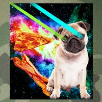 Space Hunger Pug Laser Pizza Bacon Legacy Tie Dye Trucker Hat