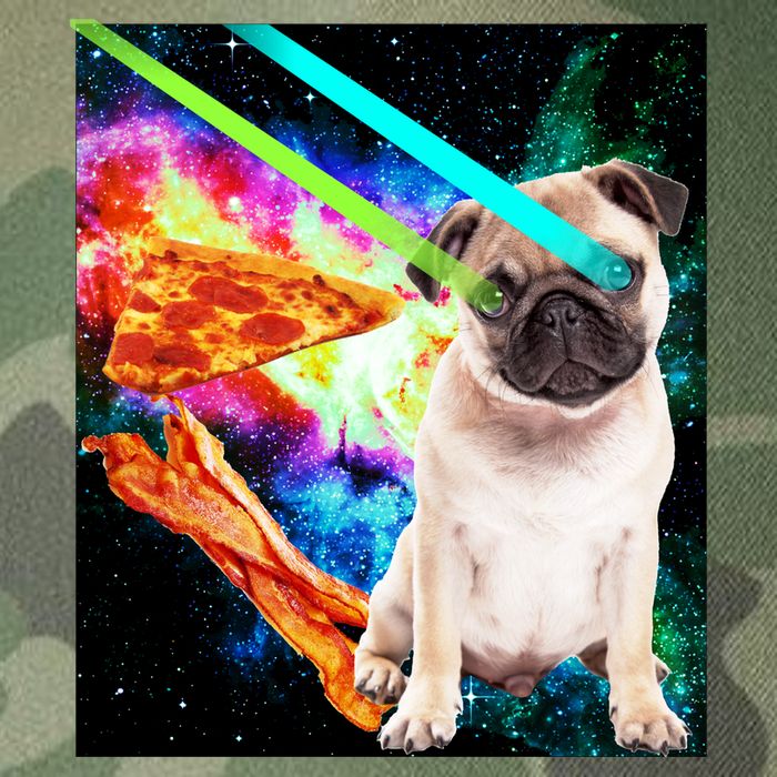 Space Hunger Pug Laser Pizza Bacon Legacy Tie Dye Trucker Hat