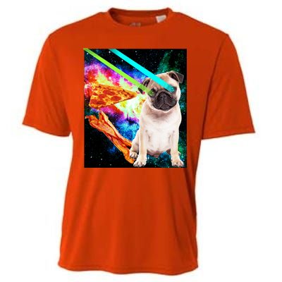 Space Hunger Pug Laser Pizza Bacon Cooling Performance Crew T-Shirt