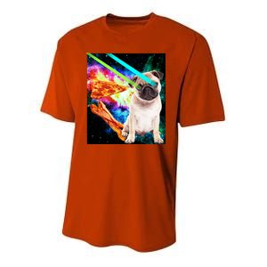 Space Hunger Pug Laser Pizza Bacon Youth Performance Sprint T-Shirt