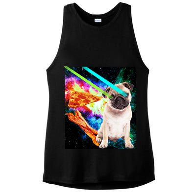 Space Hunger Pug Laser Pizza Bacon Ladies PosiCharge Tri-Blend Wicking Tank