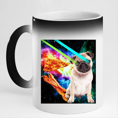 Space Hunger Pug Laser Pizza Bacon 11oz Black Color Changing Mug