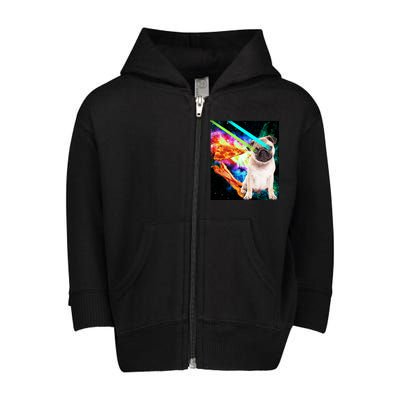 Space Hunger Pug Laser Pizza Bacon Toddler Zip Fleece Hoodie