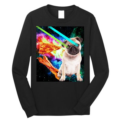 Space Hunger Pug Laser Pizza Bacon Long Sleeve Shirt