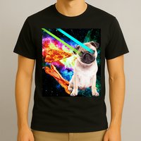 Space Hunger Pug Laser Pizza Bacon T-Shirt