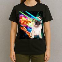 Space Hunger Pug Laser Pizza Bacon T-Shirt