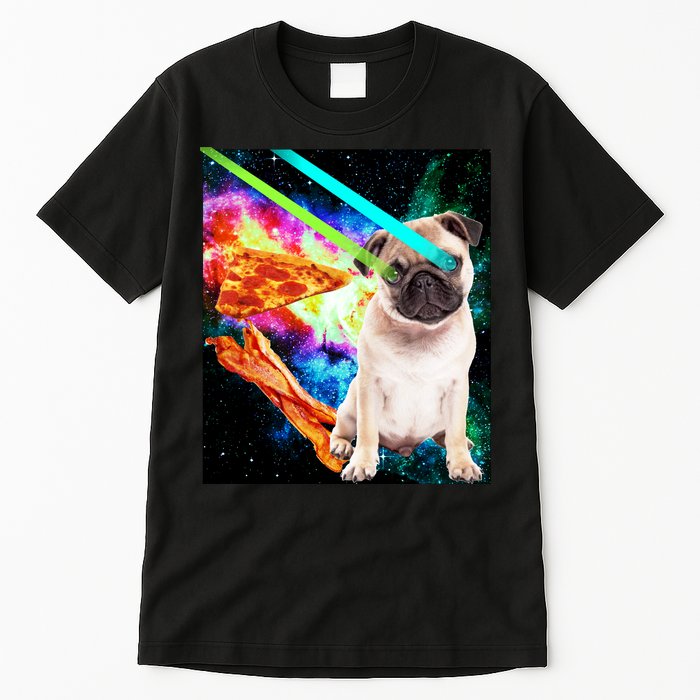 Space Hunger Pug Laser Pizza Bacon Tall T-Shirt