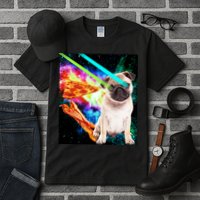 Space Hunger Pug Laser Pizza Bacon Tall T-Shirt