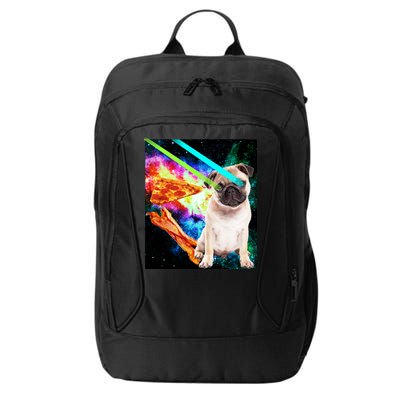 Space Hunger Pug Laser Pizza Bacon City Backpack