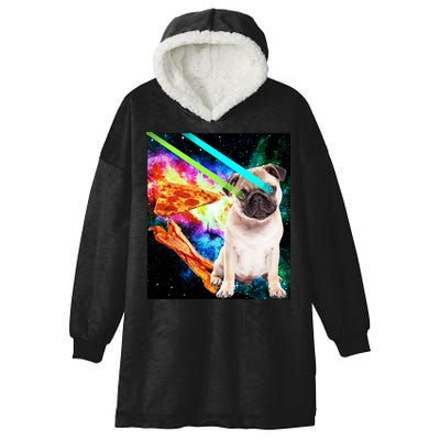 Space Hunger Pug Laser Pizza Bacon Hooded Wearable Blanket
