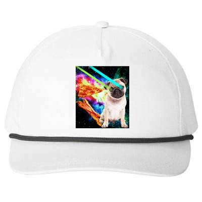 Space Hunger Pug Laser Pizza Bacon Snapback Five-Panel Rope Hat