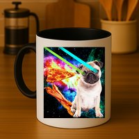 Space Hunger Pug Laser Pizza Bacon Mug