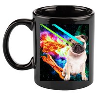 Space Hunger Pug Laser Pizza Bacon 11oz C Handle Ceramic Mug