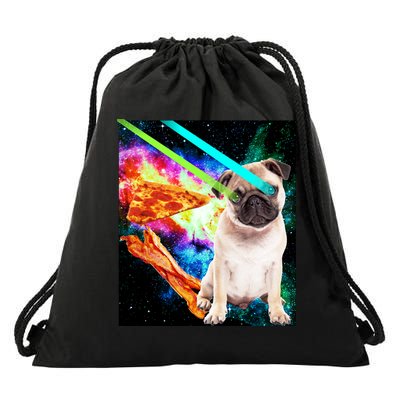 Space Hunger Pug Laser Pizza Bacon Drawstring Bag