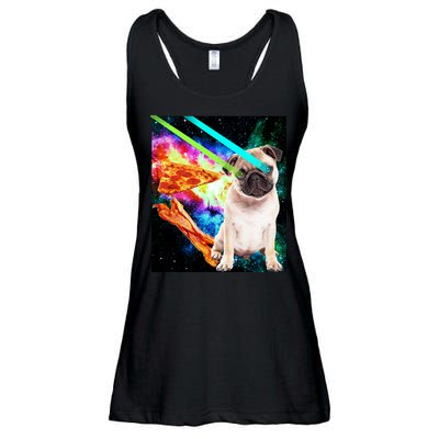 Space Hunger Pug Laser Pizza Bacon Ladies Essential Flowy Tank