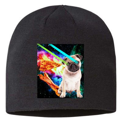 Space Hunger Pug Laser Pizza Bacon Sustainable Beanie
