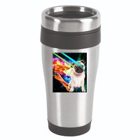 Space Hunger Pug Laser Pizza Bacon 16oz Travel Tumbler