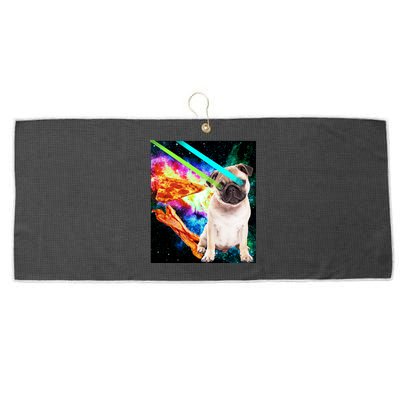 Space Hunger Pug Laser Pizza Bacon Large Microfiber Waffle Golf Towel