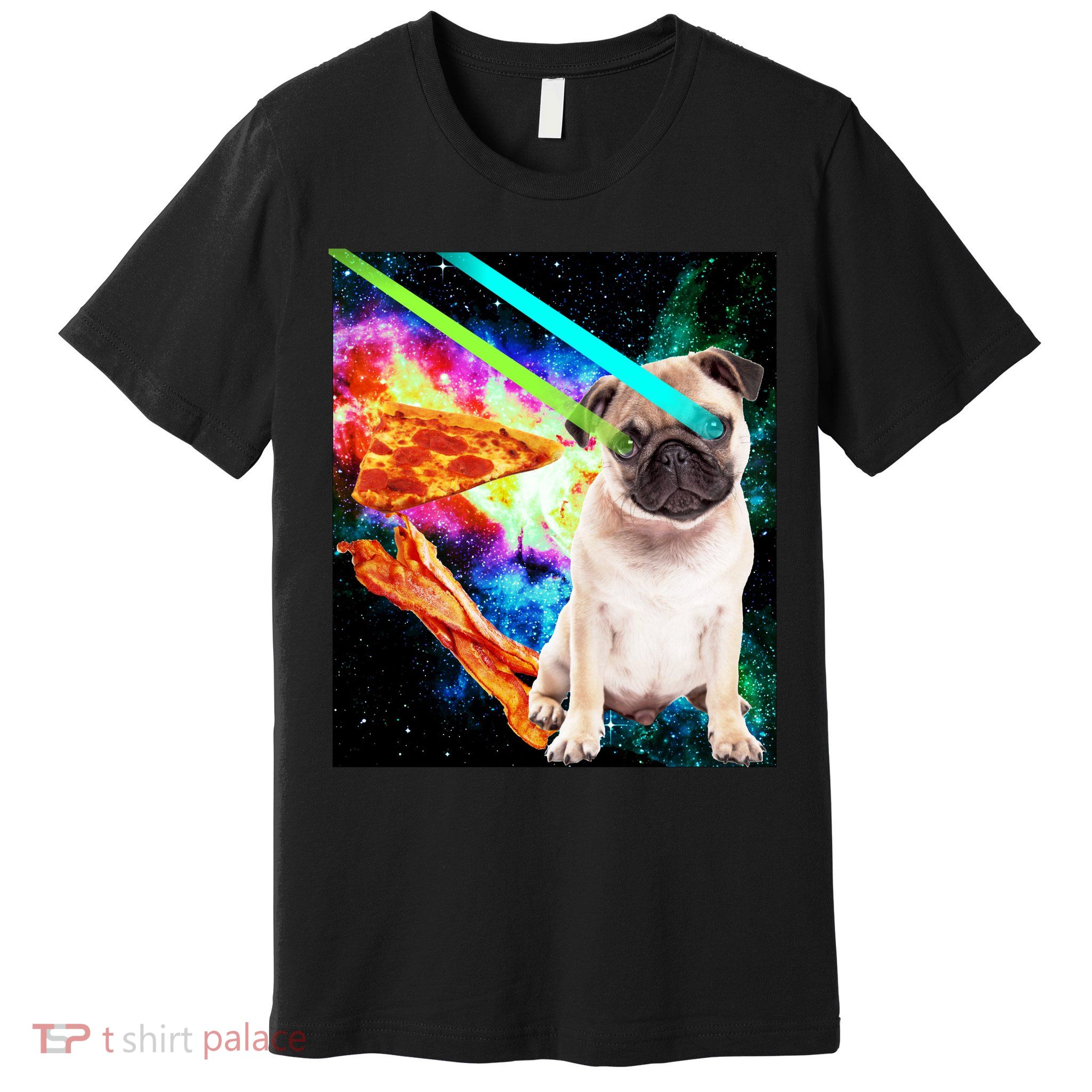 Space Hunger Pug Laser Pizza Bacon Premium T-Shirt
