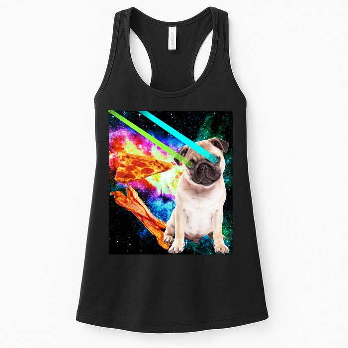 Space Hunger Pug Laser Pizza Bacon Womens Tank Top