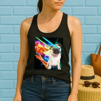 Space Hunger Pug Laser Pizza Bacon Womens Tank Top